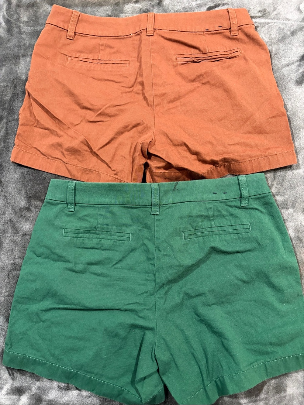 J. Crew High-Waist Chino Shorts in Rust and Emerald